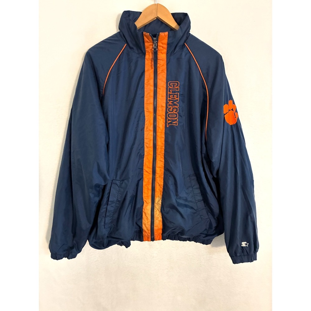 Vtg Starter Clemson University Tigers Jacket L Full Zip Lined Embroidered Logo